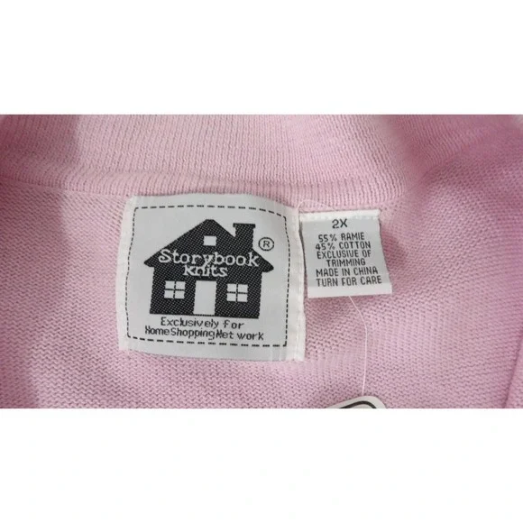 New Storybook Knits Sweater Full Zip Cardigan Pink Zebra Sequin Women's Size 2X - Picture 11 of 13